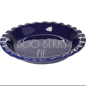 NWT Rae Dunn Halloween "Boo-Berry Pie" Cobalt Blue Ceramic Pie Plate Dish